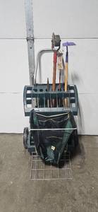 lot 231 image: Garden Brand Rolling Garden Tool Cart with Assorted Tools