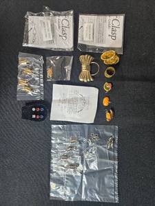 lot 233 image: Misc Jewelry Lot with Scarf ClipsClasps, Stud Earrings, and Charms