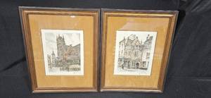 lot 253 image: Pair of Y. Hubbelinck Framed Signed Limited Edition Etchings
