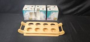 lot 257 image: Anchor Hocking Essex Glasses and Wooden Serving Tray Set