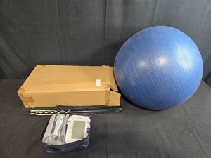 lot 305 image: Omron HEM-780 Blood Pressure Monitor with Cuff, Power Adapter, and Exercise Ball