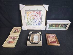 lot 310 image: Home Decor Accent Collection with Framed Art, Wall Plaques, and Faith Figurine