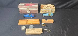 lot 334 image: Vintage Pinewood Derby Car Kit and Accessories with Test Jig