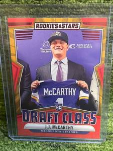 lot 21 image: 2024 Rookies  Stars Draft Class Red Parallel J.J. McCarthy RC