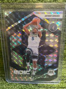 lot 31 image: 2024-25 Mosaic Epic Performers Silver Mosaic Refractor Anthony Edwards