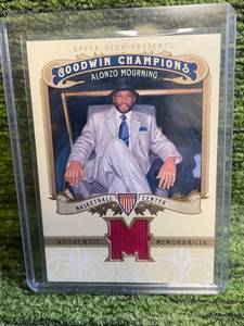 lot 71 image: 2012 Goodwin Champions Memorabilia Alonzo Mourning Jersey Card
