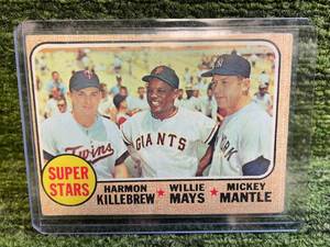lot 81 image: 1968 Topps Super Stars Harmon Killebrew, Willie Mays, Mickey Mantle