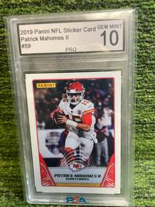 lot 113 image: 2019 Panini NFL Sticker Collection Patrick Mahomes II Graded 10