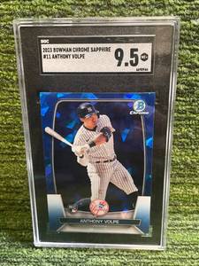 lot 159 image: 2023 Bowman Chrome Sapphire Anthony Volpe SGC Graded 9.5