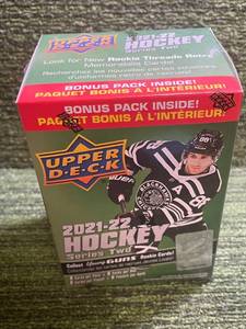 lot 166 image: 2021-22 Upper Deck Hockey Series Two Blaster Box with Bonus Pack