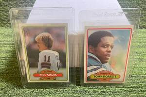 lot 168 image: 1980 Topps Football Starter Set, 229 cards, Includes Simms Rookie