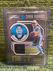 lot 174 image: 2021 Panini Playbook Next Up Patch Chuba Hubbard