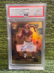 lot 182 image: 2024 Gold Standard Luke McCaffrey Autograph-Sapphire PSA Graded Mint 9, Auto 10