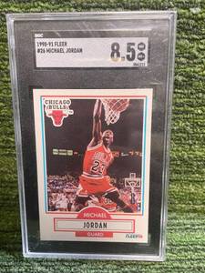 lot 184 image: 1990-91 Fleer Michael Jordan SGC Graded 8.5