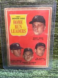 lot 131 image: 1962 Topps A.L. Homerun Leaders- Mantle,Killebrew