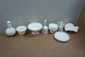 lot 178 image: Fenton Hobnail Milk Glass