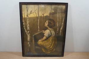 lot 195 image: Vintage Simon Glucklich Spring Song Framed Print