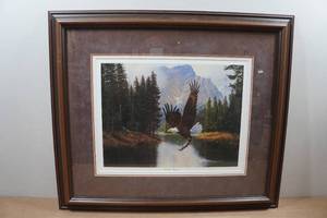 lot 197 image: Framed Derk Hansen Print Mountain Majesty