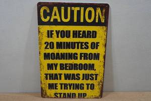 lot 222 image: Novelty Metal Sign - Caution