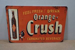 lot 225 image: Vintage Style Metal Sign - Orange Crush