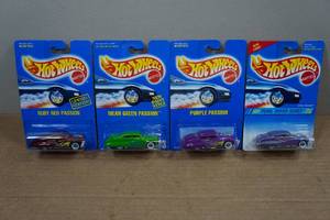 lot 27 image: 4 Hot Wheels - Pearl Driver, Ruby Red, Mean Green, Purple Passion