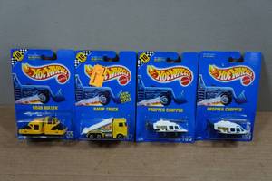 lot 35 image: 4 Hot Wheels - Road Roller, Ramp Truck, Propper Chopper