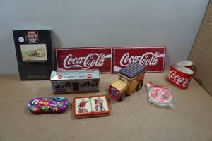 lot 111 image: Coca-Cola Collectibles - Coin Bank, Coasters, Playing Cards