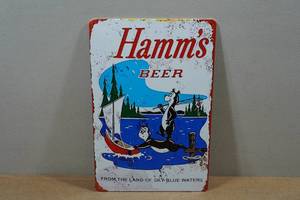 lot 122 image: Vintage Style Hamms Beer Metal Sign