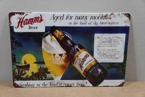 lot 124 image: Vintage Style Hamms Beer Metal Sign