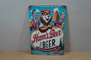 lot 126 image: Vintage Style Hamms Beer Metal Sign