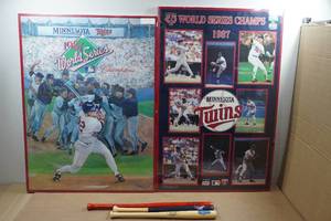 lot 136 image: Minnesota Twins Collectibles - Mini Bats, Framed Posters