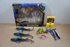 lot 154 image: Batman Playset, Pac-Man Electric Game and Vintage Water Toys