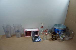 lot 155 image: Drinking Collectibles - Pitchers, Glasses - Dos Equis, Marvel, Pepsi, Grain Belt