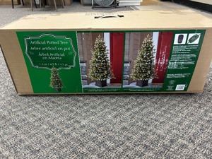 lot 10 image: 4.5ft Pre-Light Potted Aspen Artificial Christmas Tree - MSRP $170