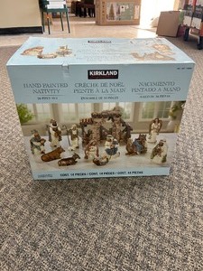 lot 13 image: Kirkland Hand Painted Nativity - MSRP $99