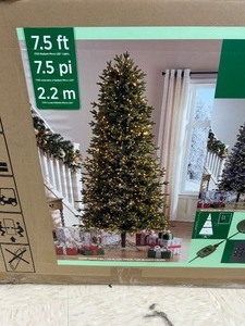 lot 14 image: 7.5ft Slim Style Pre-Light Artifical Christmas Tree - MSRP $249