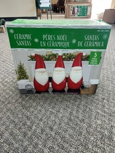 lot 15 image: Ceramic Santa, 3 Piece Set - MSRP $20