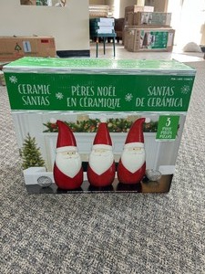 lot 16 image: Ceramic Santa, 3 Piece Set - MSRP $20