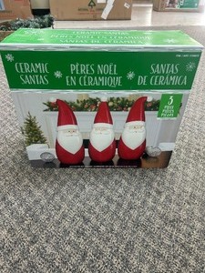 lot 17 image: Ceramic Santa, 3 Piece Set - MSRP $20