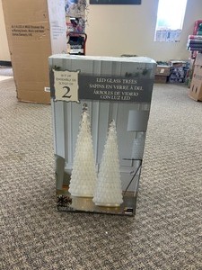 lot 22 image: Set of 2 LED Glass Trees - MSRP $85
