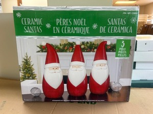 lot 42 image: Ceramic Santa, 3 Piece Set - MSRP $20