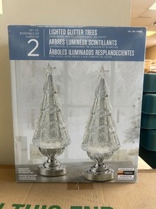 lot 43 image: Set of 2 Lighted Glitter Trees - MSRP $50