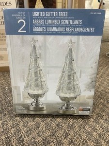 lot 44 image: Set of 2 Lighted Glitter Trees - MSRP $50