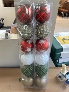 lot 48 image: Costco 12 Giant Ornament Set - MSRP $80