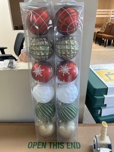 lot 49 image: Costco 12 Giant Ornament Set - MSRP $80