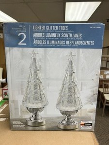 lot 58 image: Set of 2 Lighted Glitter Trees - MSRP $50