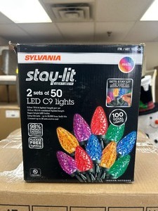 lot 103 image: Stay-Lit 2 sets of 50 LED C9 Lights