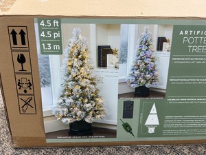 4.5ft Potted Artifical Pre-Lit Christmas Tree - MSRP $170