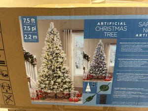 lot 116 image: 7.5ft Pre-lit Glitter Flocked LED with Twinkle Artifical Christmas Tree - MSRP $500