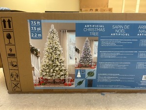 lot 117 image: 7.5ft Pre-lit Glitter Flocked LED with Twinkle Artifical Christmas Tree - MSRP $500